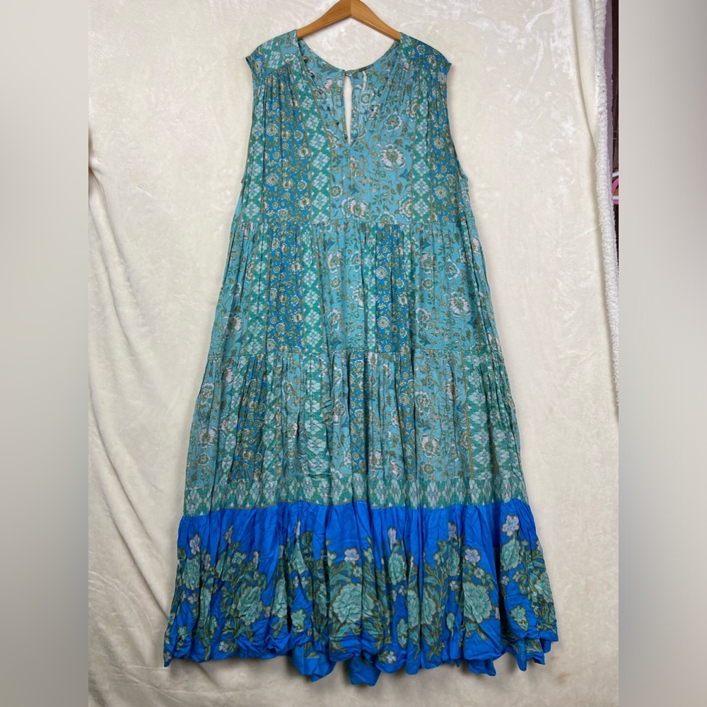 Free People Hanalei Bay Tiered Maxi Dress in Hawaii Breeze Combo Size Medium